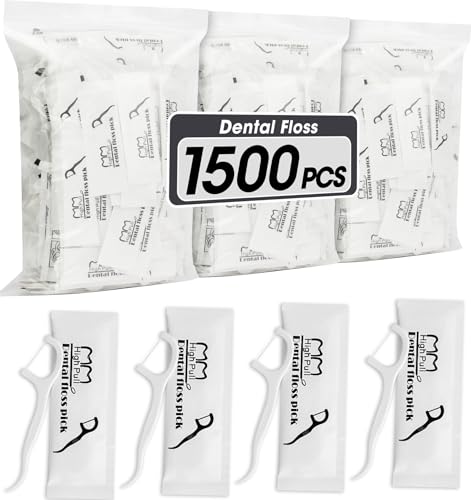AZEN 1500 Count Dental Floss Bulk Individually Wrapped Floss Picks Toothpicks Flossers for Adults Ideal Travel Flossers for Deep Cleaning