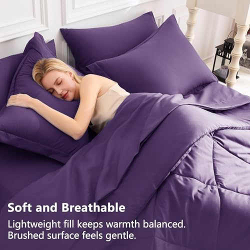Image of CozyLux Full Size Comforter Sets Purple - 7 Pieces Bed in a Bag Full, Luxury Soft Bed Set for All Seasons, Bedding Set with Down Alternative Comforter, Sheets, Pillowcases & Shams