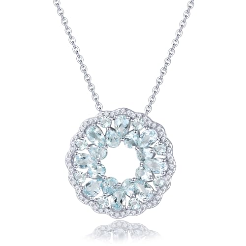 ZhenCai Aquamarine Pendant Necklace for...