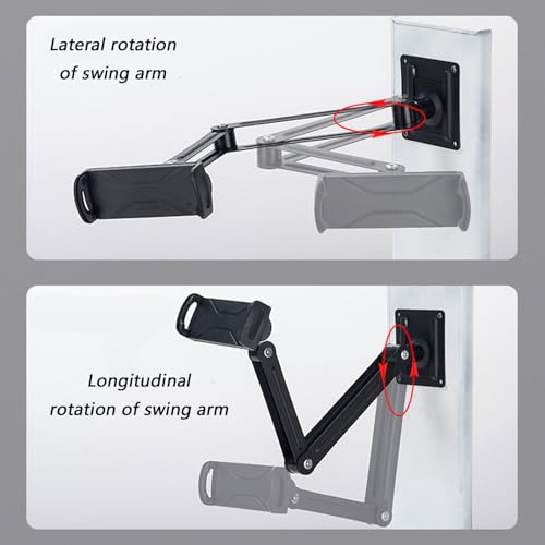 Soporte de pared plegable para tablet, base vertical con rotación y amortiguación de espacio 6