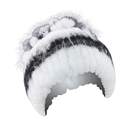 ECYC Winter Women Fur Hat Natural Rex Rabbit Fox Fur Cap Female Fur Headwear Elastic Knited Hat Warm Beanies Caps