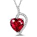 Caperci Sterling Silver Diamond Accent Heart Created Ruby Pendant Necklace, 18''