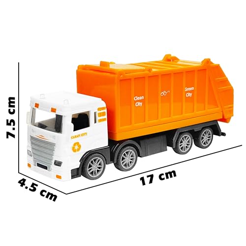 Image of VGRASSP City Sanitation 8 Wheel Truck Toy for Kids - Friction Powered Garbage Dumper Toy Vehicle with Openable Top and Back Door - Color As Per Stock