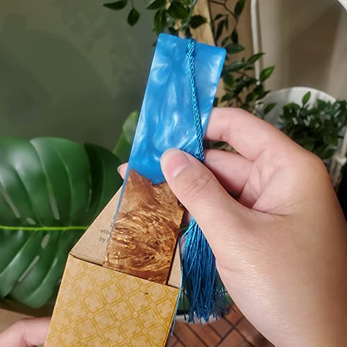 La Liburu Unique Hand Made Wooden And Blue Resin Bookmark With Tassel (1 Random Piece Style) #TOP5