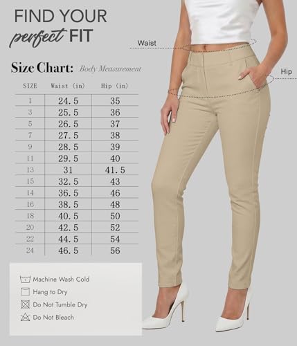 Image of Hybrid & Company Women's Work Chino Pants | Super comfy stretch fabric, flat front design, tailored fit, suitable for office, work, casual wear, and everyday comfort
