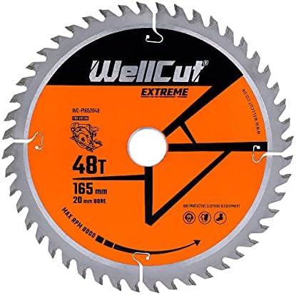 WellCut TCT Extreme Circular Saw Plunge Saw Blade 165mm 20mm Bore 28T, 48T, 60T (60 Teeth)