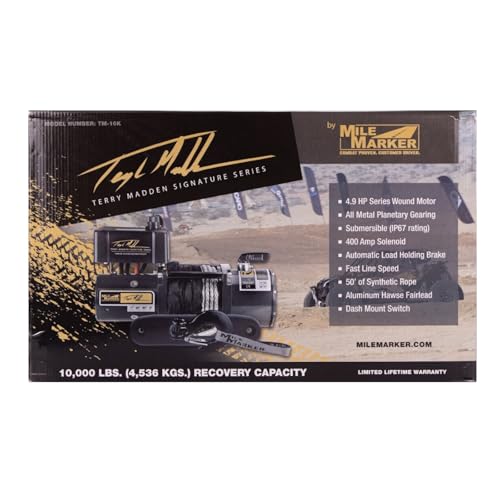 MILE MARKER TM-10K Terry Madden Winch con cuerda sintética miniatura 7