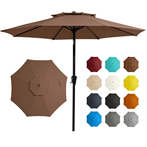JEAREY 10FT 2-Tiers Patio Umbrellas Outdoor Large Market Umbrella With ...