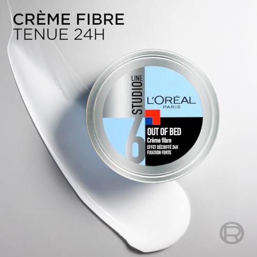 L’ORÉAL PARIS – Crème Fibre Coiffante Fixation Forte - Effet Décoiffé - Tenue 24H – Résultat Naturel - Tous Types de Cheveux - Studio Line Out Of Bed - 150 ml
