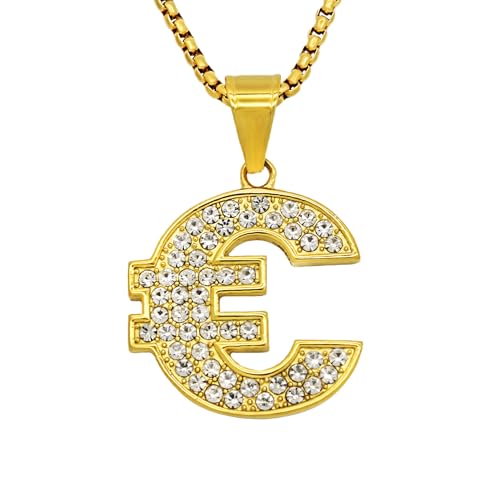 Collar Euro de Hip Hop de acero titanio con acabado premium dorado