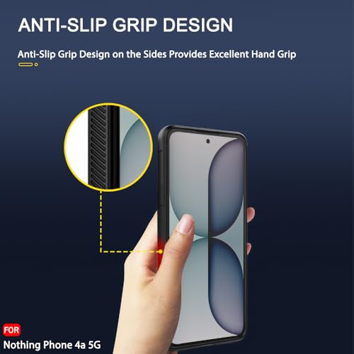 Image of TheGiftKart Liquid Silicon Back Cover Case for Nothing Phone 4a 5G | ShockProof Military Grade Protection | Micro-Fibre Cloth On Inner Side | Anti-Slip Grip Back Case for Nothing Phone 4a (TPU, Black)