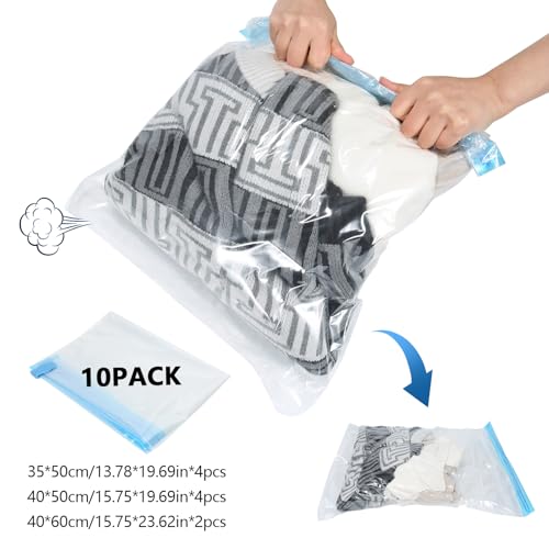 Extra Large Storage Bags Set Heavy Duty Moving Totes with Handles, Waterproof Dual-Way Carrying Design with Vacuum Storage Bag Combo, (Transparent, 16 Park-6 Moving bag & 10 Vacuum Seal Bags) by GUOBOYCL - Image 3