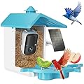 Smart Bird Feeder with Camera, Solar Powered WiFi WildBird Watching Camera with AI Bird Recognition, 2K Auto Capture, Vicohome App Alerts, Outdoor Garden Decor Gift for Dad Mom BirdLovers (Blue)
