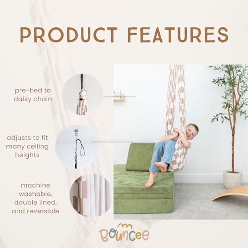 Bouncee Sensory Swing I 55"x60" Indoor or Outdoor Hammock I Special Needs I Autism Sensory I Relaxing Calming Pod I Holds up to 200 Pounds I Tan - Image 5