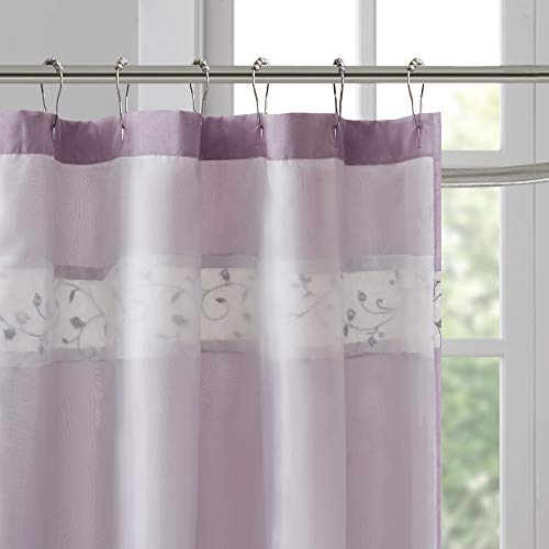 Madison Park MP70-3453 Serene Flora Fabric Shower Curtain, Embroidered Transitional Shower Curtains thumb #2