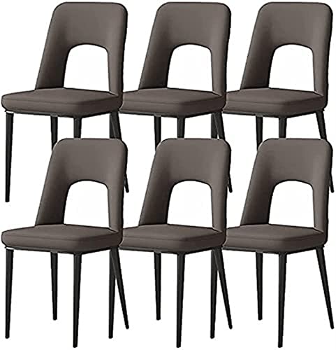 SJIALEN Modern Dining Chairs Set of 6, Office Lounge Kitchen Bedroom Chairs Faux Matte Leather Upholstered Carbon Steel Legs Side Chairs Kitchen Chair (Color : Light Gray, Size : 40x48x85cm)