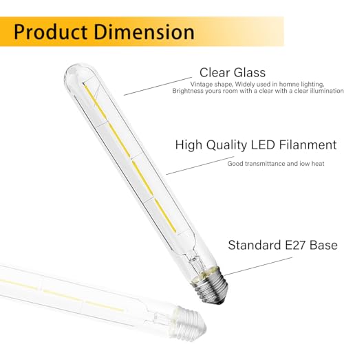 ZFQ T30 4W Vintage Retro LED Filament Bulbs Not Dimmable, 225mm Tubular E27 Edison Screw, Energy Saving Light Bulb - Image 3