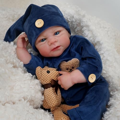 Brastoy Bebê Reborn Boneco Menino Urso Corpo de Silicone Realista Pintado Original 48cm