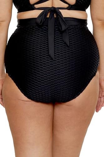 Women's Castaway Plus Size High Waisted Bikini Bottom, Full Coverage, Swimwear Separates3