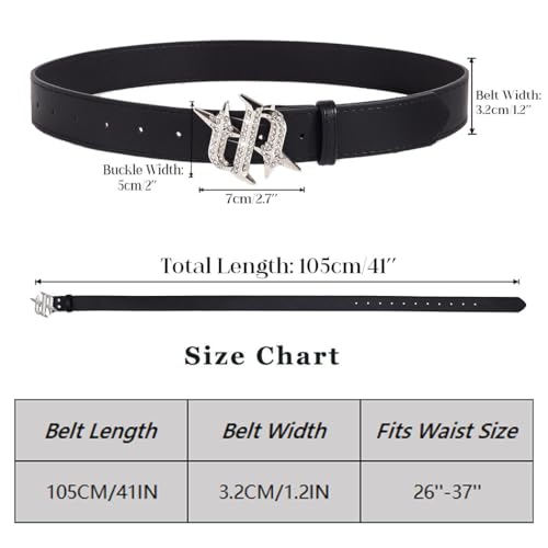 Yalice Women Y2K Belt for Jeans Dress Cowgirls Leather Belt with Rhinestone Buckle Ladies Waist Belts3