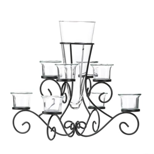 Scrollwork Candle Stand with Vase 14.87x14.87x12.5
