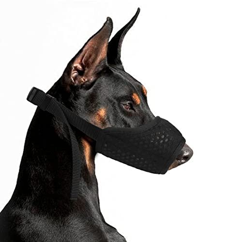 YAODHAOD Museliere Chiens, Muselière en Nylon Réglable,Souple Boucle Maille Tissu, Respirante, empêche de Manger, de Mordre et de AboieMent (Noir, XL)