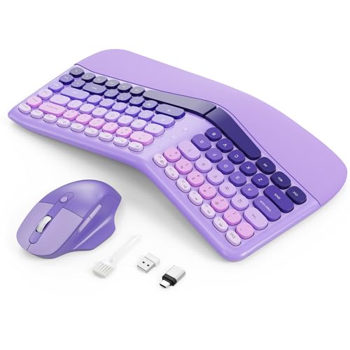 Image of Ergonomic Wireless Keyboard Mouse, Mechanical Gaming Set with Wrist Rest | Compatible With All windows and Type C Computer,With OTG & Long Clean Bruch,Ideal for PC, Home, Office and College