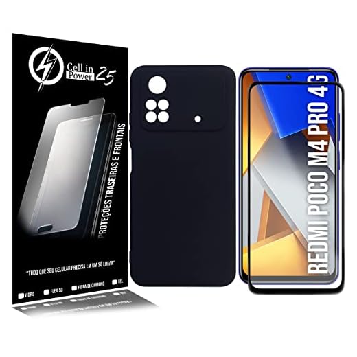 Capa Silicone Cover Para Xiaomi Poco M4 Pro 4G 6.4 + Pelíc. De Vidro 3D - Cell In Power25