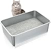 ZuHucpts Stainless Steel Cat Litter Box, XXXL Metal Litter Pan for Cats (28" Lx20 Wx6 H)