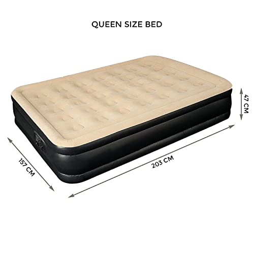 Denny Shop Inflatable High Raised Air Bed Mattress With Built in Electric Pump in Single/Double/Queen Size Airbeds by Crystals® (Queen Size Air Bed)
