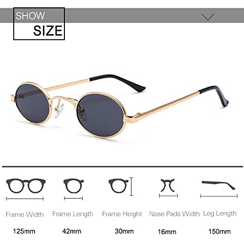 HMRGLMIE-Classic Small Frame Oval Sunglasses for Men Metal Punk Sun Glasses Women Retro Shades Round Eyewear Steampunk UV4003