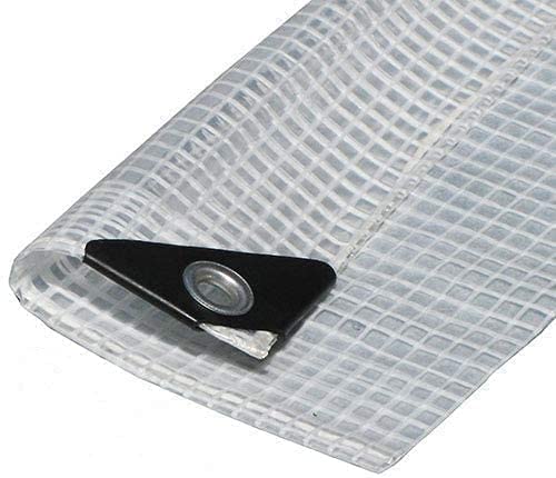 Clear Heavy Duty See-Through Tarp Fiber Reinforced 14 Mil Thick (Choose Size) (6' X 16')