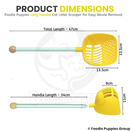 Image of Foodie Puppies Deep Sifting Cat Litter Scooper with Long Handle | Durable Plastic Scoop, Wide Slots for Fast Cleaning, Comfortable Grip, Easy Litter Box Cleaning