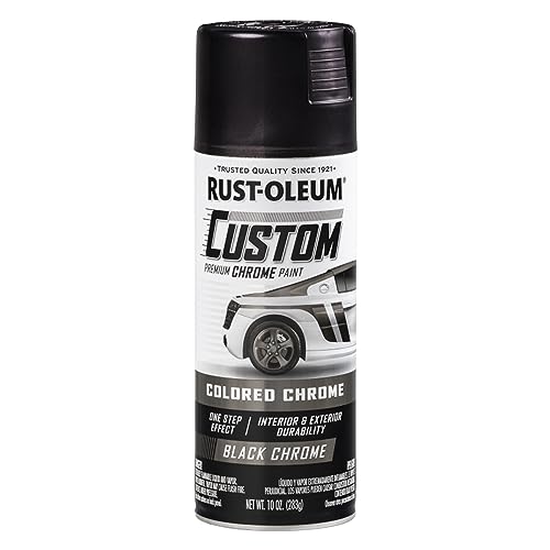 Rust-Oleum 283g Chrome Black Automotive Premium CUSTOM Lacquer Spray Paint – Durable, Quick-Dry Formula for Metal, Chrome & Plastic | Premium Long-Lasting Finish for Rims & Striping Projects