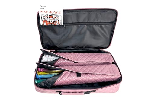 Set de Mahjong Americano con bolsa de cuero PU rosa púrpura miniatura 7