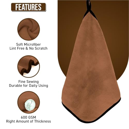 Image of Btag Microfiber Cleaning Cloth, 30x40 cms 600 GSM | Highly Absorbent,Lint and Streak Free, Multi-Purpose Wash Cloth for Kitchen,Car,Window,Stainless Steel,Silverwear (D.Brown 30x40cms) Pack of 3