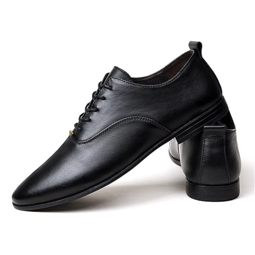 Mens Pointed Toe Leather Dress Shoes Black Business Formal Spring Summer British Style Fashion Groom Footwear Lace Up3