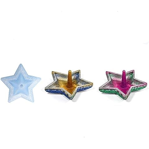 BEMINH Ring Holder Resin Mold, Heart Butterfly Star Silicone Mold for Epoxy Resin, Ring Jewelry Dish Trinket Container Holder Resin Mold for DIY Resin Art Craft Home Decor Gift (Star) Cover