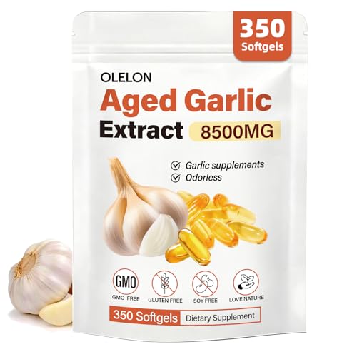 OLELON Aged Garlic Extract 350 Softgels - High Potency Odorless Non-GMO & Organic Garlic Supplement for Heart Health Immune Support & Antioxidant Benefits