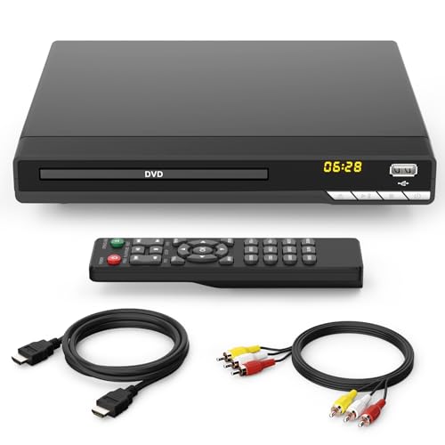 Image of 1080P HD DVD Player for TV with HDMI, Region Free, Compact Multi-Format CD /DVD /USB Player for Smart TV, Plays All Region DVDs & Multi-Format, HDMI /RCA Cables & Remote Included for Home TV