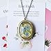 THSOGO Vintage Photo Locket Necklace Handmade Pressed Flower Locket Necklace for Women Girl (Forget Me Not)