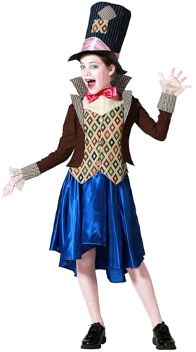 Atosa | Disfraz Infantil de Sombrerera Loca para Niña | Incluye Sombrero, Chaqueta, Chaleco, Pajarita y Falda | Ideal para Carnaval, Halloween y Fiestas Temáticas | 7 9 Años