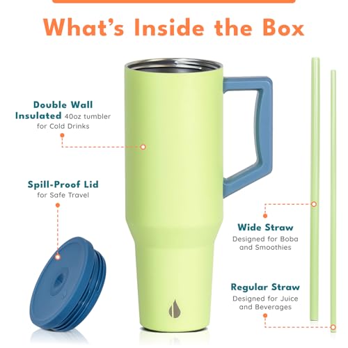 Image of Elemental Spill Proof 40oz Insulated Tumbler with Handle & Straw Travel Mug