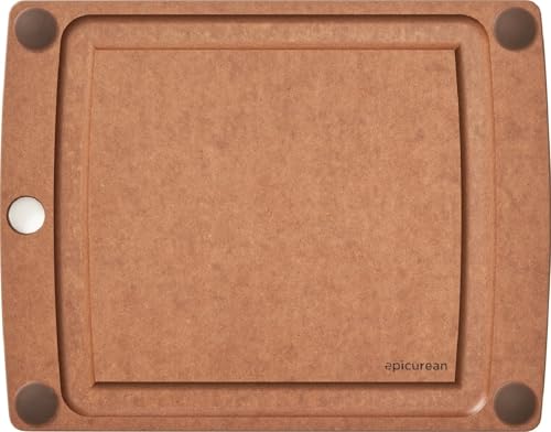 Image of Epicurean All-In-One Cutting Board with Non-Slip Feet and Juice Groove - Non-toxic, Dishwasher Safe, Made in the USA, 11.5 inch x 9 inch, Nutmeg