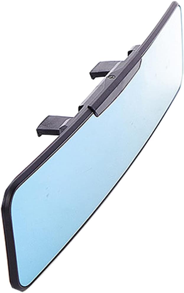 11" Blue Anti Glare HD Convex Car Rear View Mirror, Universal Interior Clip on Wide Angle RearView Mirror to Reduce Blind Spot for Cars SUV Trucks (Blue Mirror/Anti Glare, 11" Oblong)