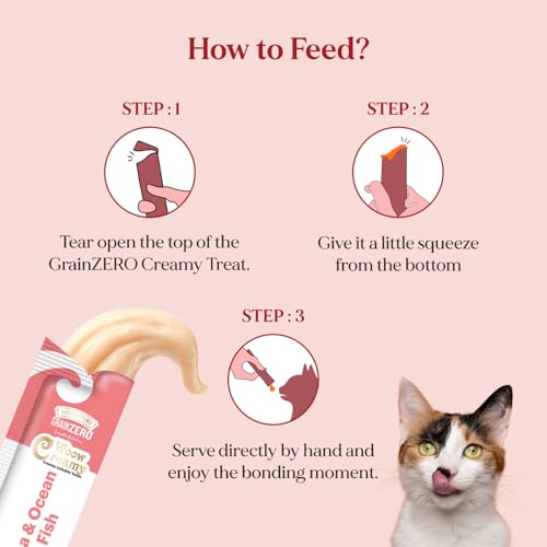 Image of Grain Zero Creamy Lickable Cat Treats (75g x 5 Pouches) Total 375g | Tuna & Ocean Fish | Promotes Hydration | No Artificial Preservatives | Best for Training & Bonding | for Kitten & Adult