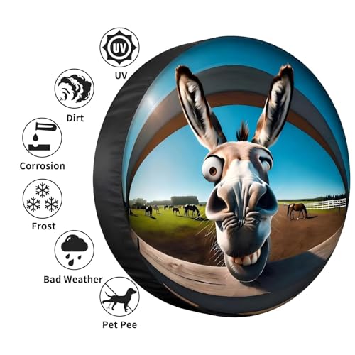 Image of Spare tire Covers 17 inch for Trailers RV Spare tire Cover Wheel Sun Protectors Weatherproof Wheel Covers Waterproof Universal Fit for Camper Trailer Rv SUV Truck Travel Funny Donkey