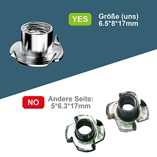 Einschlagmuttern,M5 Einschlagmuttern mit 4 Einschlagspitze,304 Edelstahl Vier-Prong Nüsse 24 stück Verdicken Einschlagmutter metric Gewindemutter Holzmuttern,Wahlweise M5 M6 M8 M10