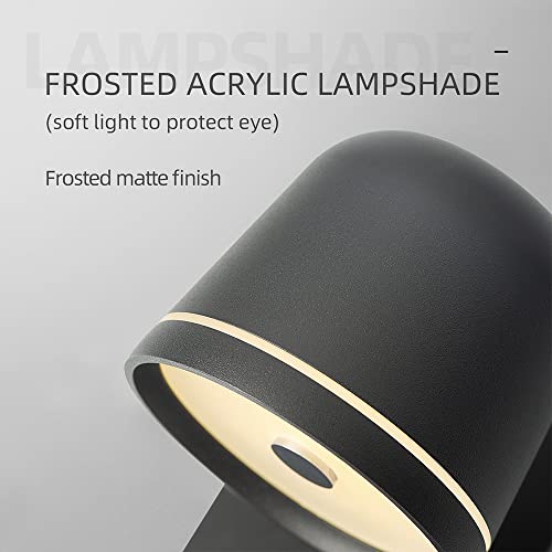 Image of Aisilan Black Wall Sconce, 5W Dimmable Wall Sconces, Adjustable Angle Indoor Wall Lights with Plug in Cord, LED Wall Mounted Bedside Lamps for Living Room Stairway Hallway