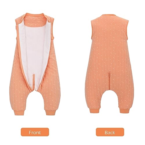 Image of LAT Baby Sleep Bag with Feet Winter,Sleeveless Nightgowns Wearable Blanket with Legs,Warm Sack for Infant Toddler Thicken 2.5 TOG-Sleepsuit,1-6T(Orange White Heart,S /80)